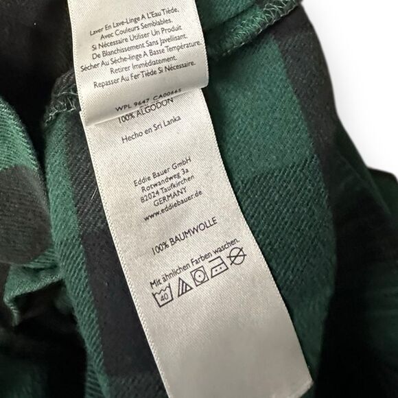 EDDIE BAUER Men’s Green Black Plaid Flannel Lounge Pants Size Small - Picture 3 of 5